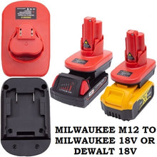 Load image into Gallery viewer, Milwaukee M12 12V Battery Adapter to Dewalt Milwaukee 18V Battery