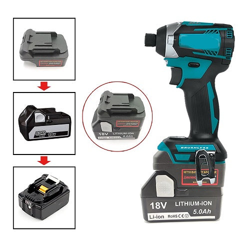 Battery Adapter – HITACHI 18V Slider Battery To Power Makita 18V LXT Tools – Unbranded