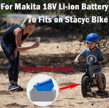 Load image into Gallery viewer, Stacyc Battery Adapter to Makita 18V Battery 12&quot; &amp; 16&quot; Balance Bikes
