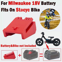 Load image into Gallery viewer, Stacyc Battery Adapter to Milwaukee 18V Battery 12&quot; &amp; 16&quot; Balance Bikes
