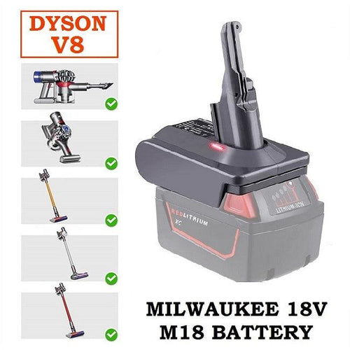 Dyson V8 Vacuum Battery Adapter To Milwaukee M18 18V Li-Ion Battery - Battery Adapters