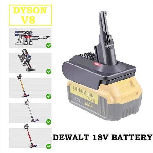 Dyson V8 Vacuum Battery Adapter To Dewalt 18V Li-Ion Battery - Battery Adapters